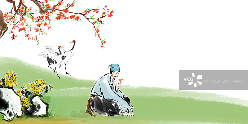 水墨画中国书法海报中草药养生图片素材