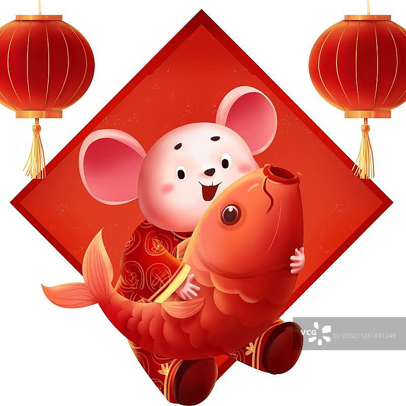 鼠年元宝灯笼元素图片素材