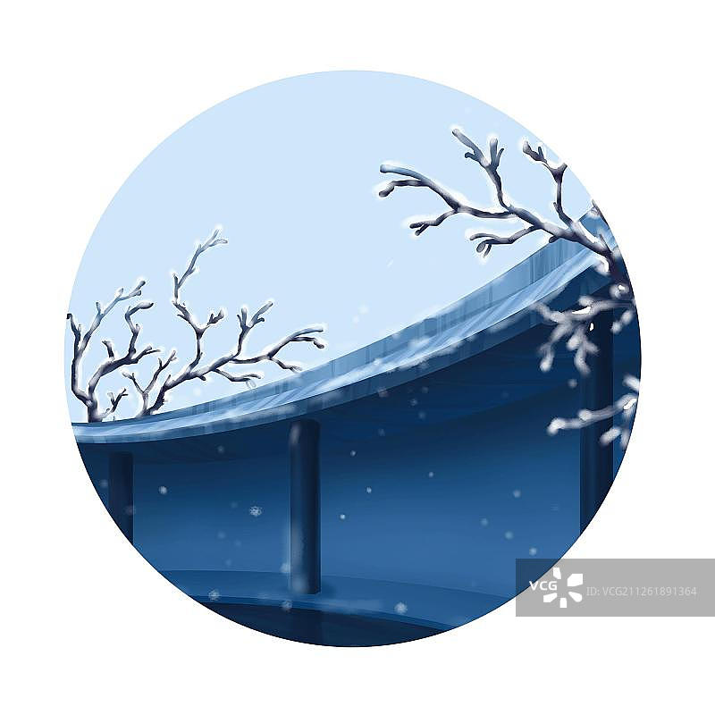 冬天庭院元素图片素材