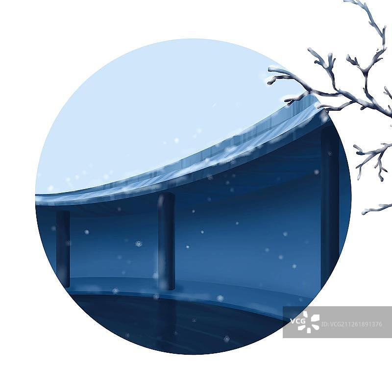 冬天庭院元素图片素材