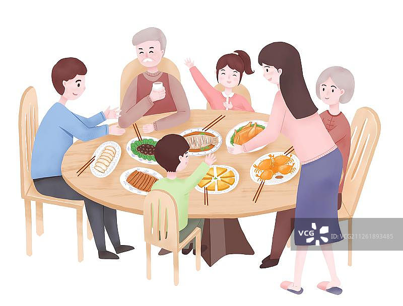 一家人吃饭图片素材