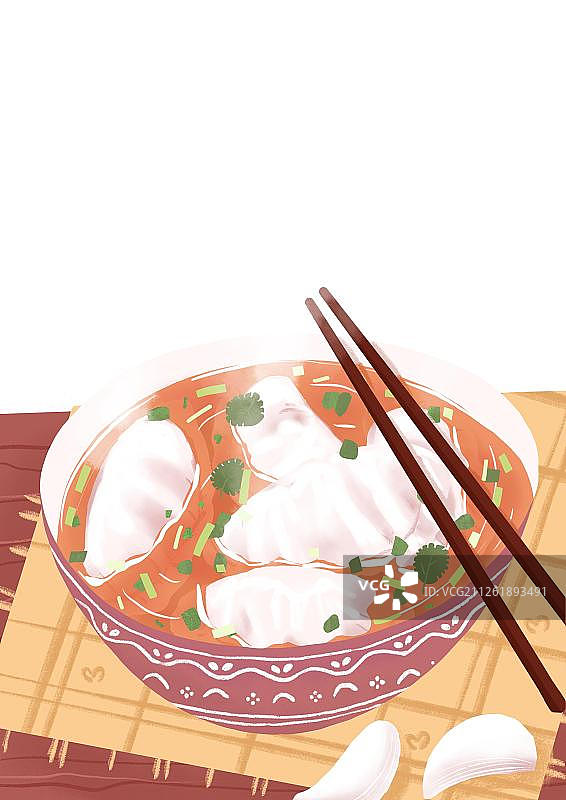 一碗酸汤水饺图片素材