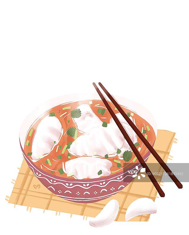 一碗酸汤水饺图片素材