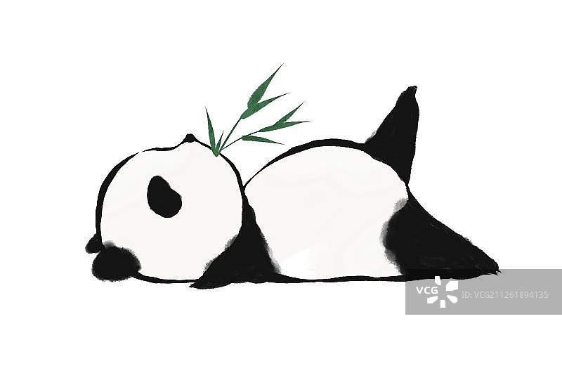 熊猫翘腿吃竹子图片素材