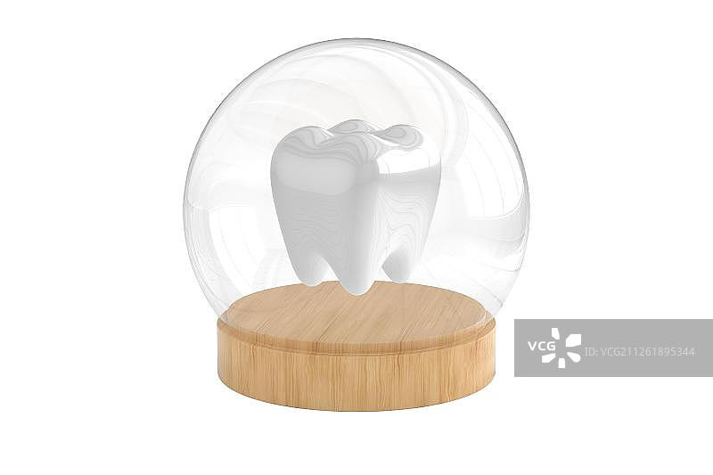 3D玻璃罩内的牙齿图片素材