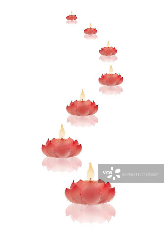 一排莲花灯图片素材