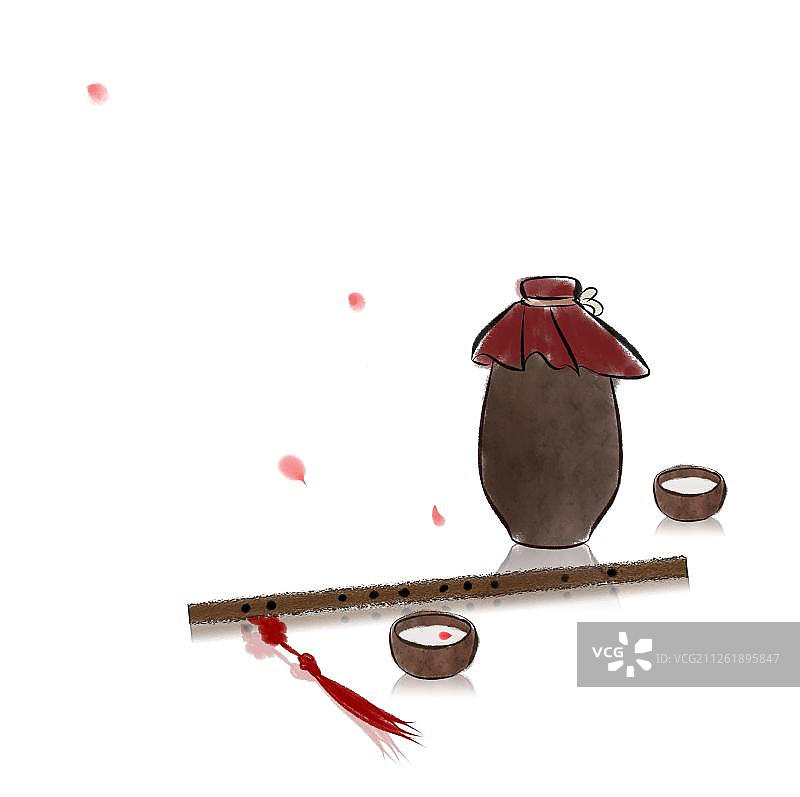 花瓣酒壶笛子图片素材