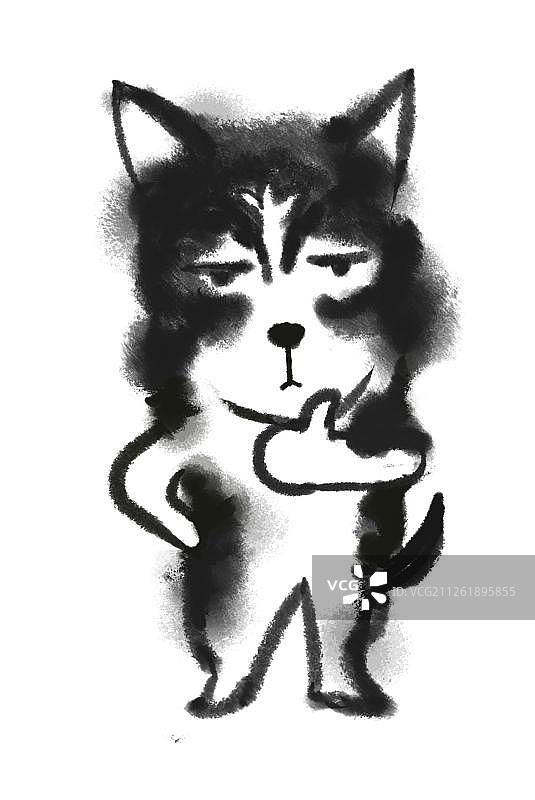 哈士奇单身狗竖大拇指图片素材