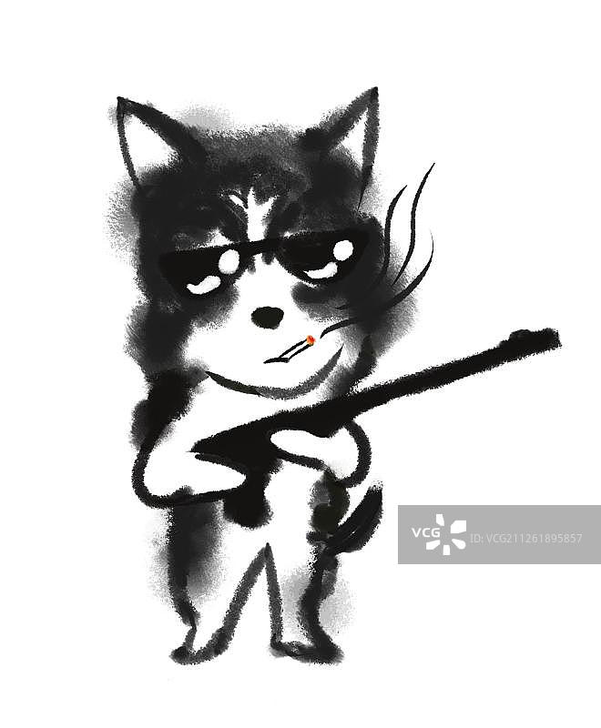 哈士奇单身狗酷酷的图片素材