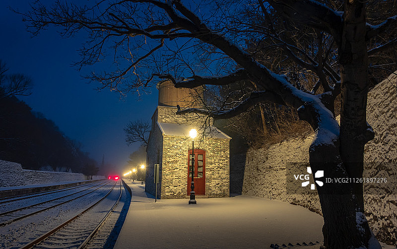 雪中的京张铁路青龙桥车站图片素材