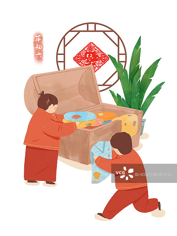 年俗大年初六送穷弃破衣图片素材