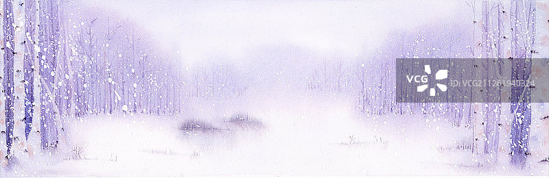 雪中白桦林图片素材