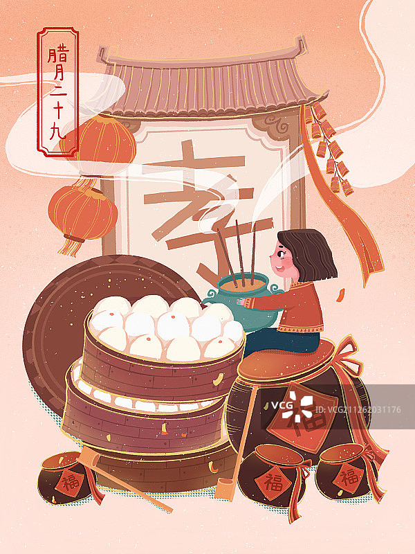 年俗漫画之上坟请祖图片素材