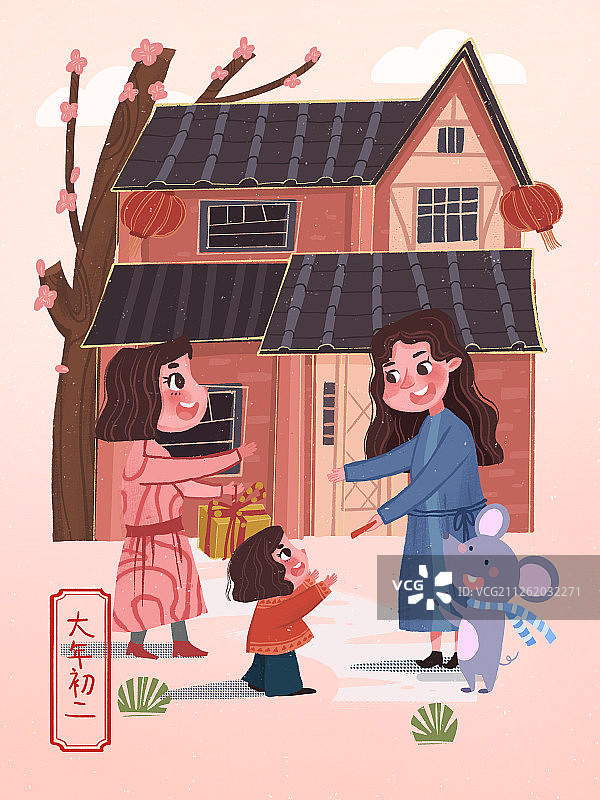 正月初二拜访亲朋好友图片素材