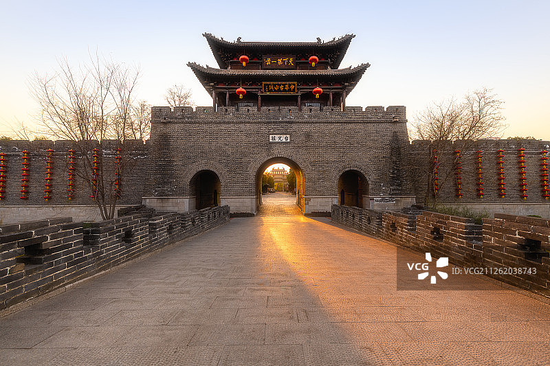 山东省枣庄市台儿庄古城晨曦图片素材