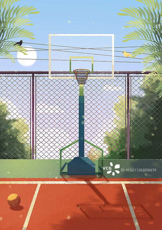 学校操场的篮球架图片素材