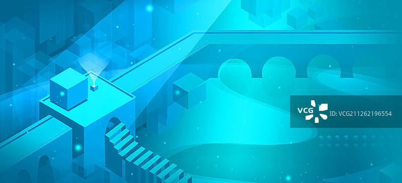 梦幻创造科技纪念碑谷风格创意插画图片素材