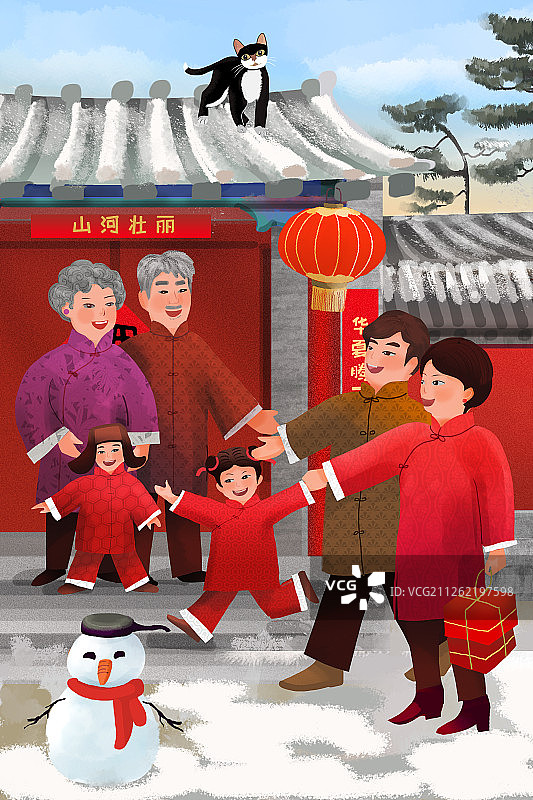 年俗 正月初二 回娘家 无字图片素材