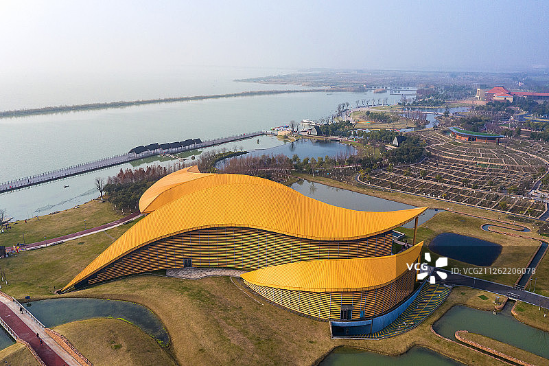 俯瞰滆湖公园+江苏省常州市武进区滆湖公园图片素材