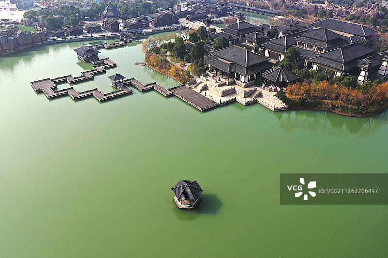 湖中淹君殿+江苏省常州市武进区春秋淹城图片素材