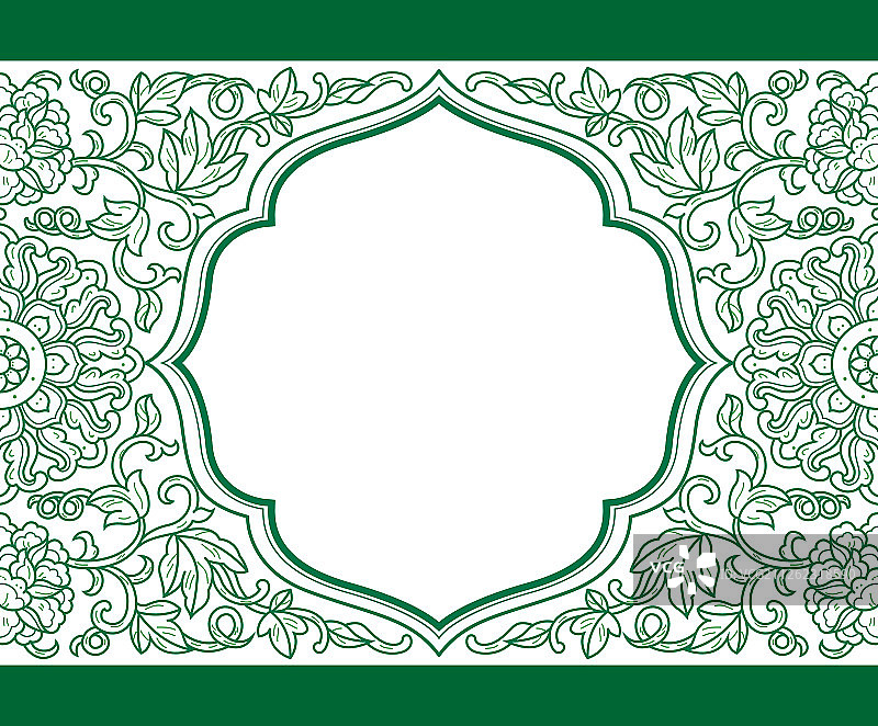 绿色线条植物花纹边框背景图案图片素材