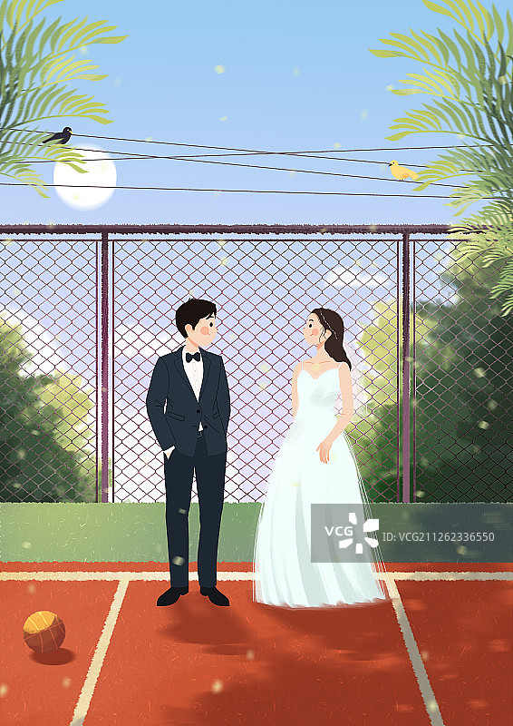 在操场深情对视的一对情侣图片素材