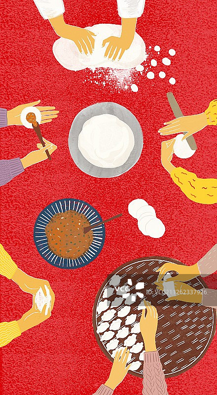 众人过年一起包饺子的手图片素材