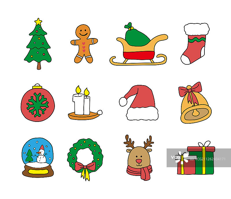 圣诞节手绘矢量元素图片素材