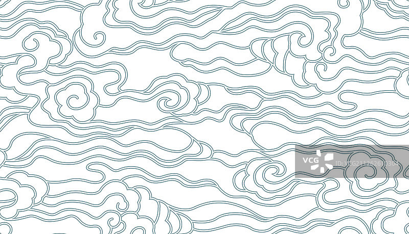 线条无缝连续祥云图案图片素材