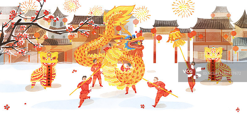 热闹的新年庙会图片素材