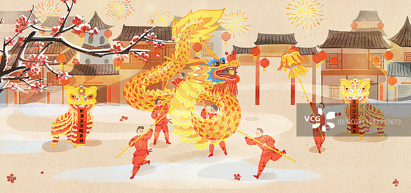 热闹的新年庙会图片素材