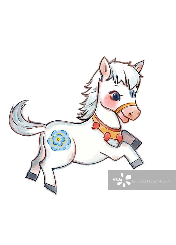 十二生肖马插画图片素材