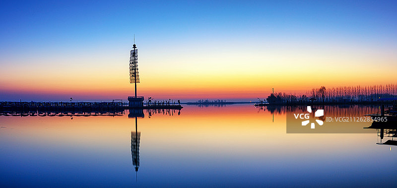 河北白洋淀日出美景图片素材