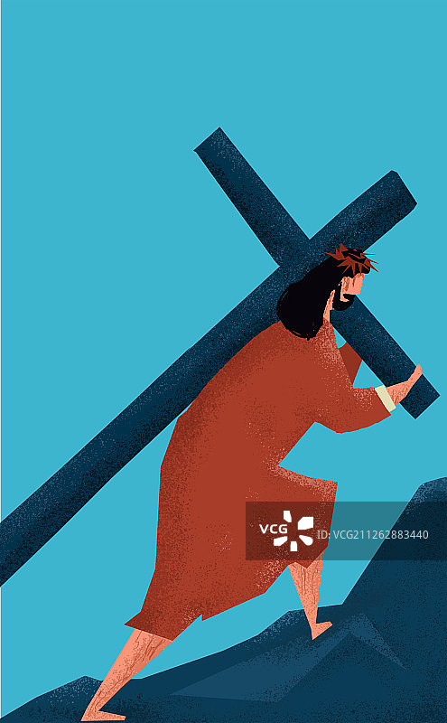 一个成年人背起十字架图片素材