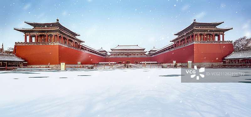 故宫午门雪景图片素材