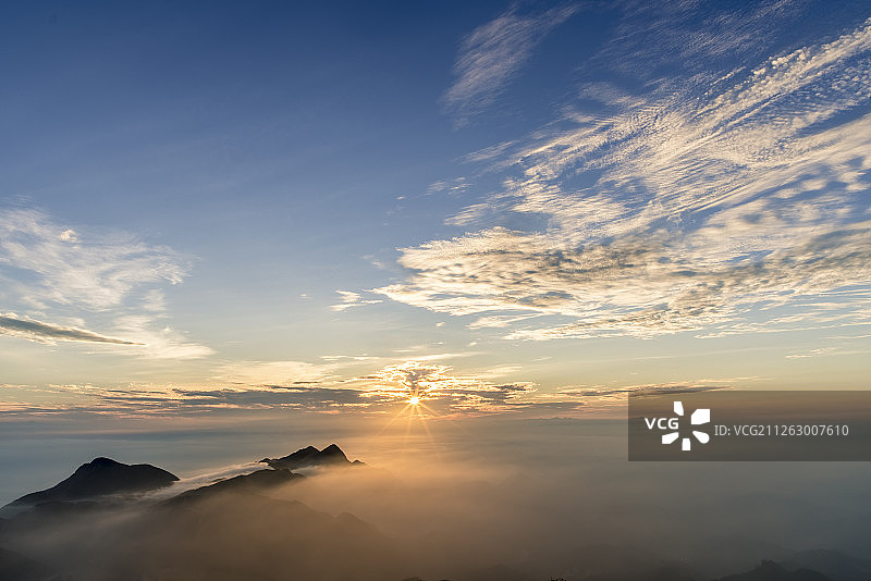 云开山国家级自然保护区日落图片素材
