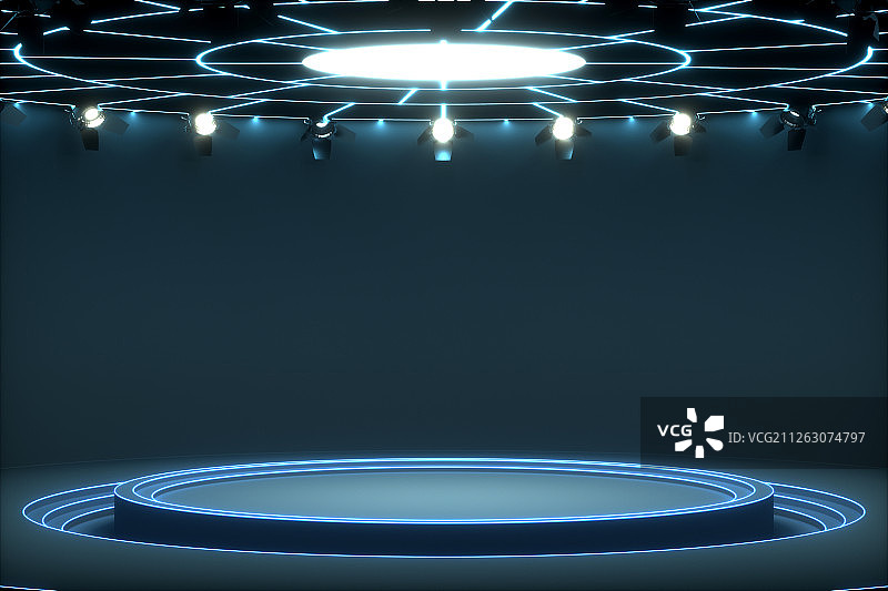 3d圆形霓虹灯时尚展示台图片素材