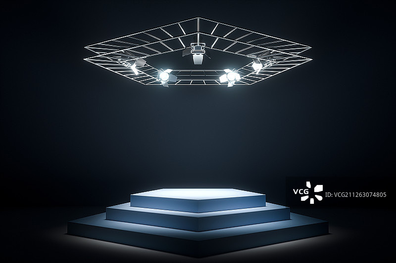 3d圆形霓虹灯时尚展示台图片素材