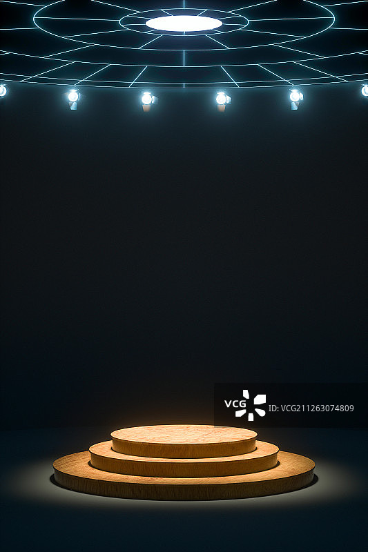 3d圆形霓虹灯时尚展示台图片素材