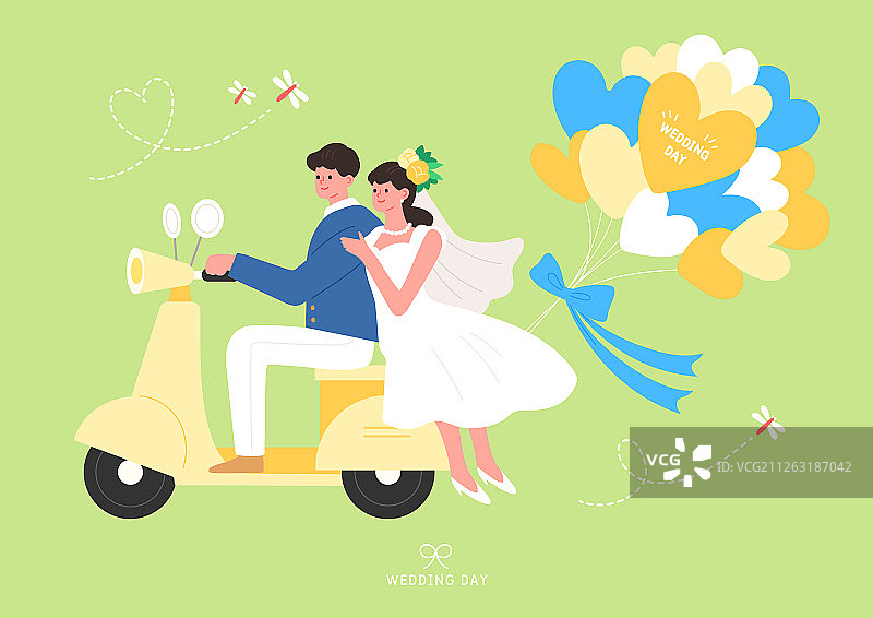 婚姻庆典：新婚夫妇的摩托车婚礼图片素材