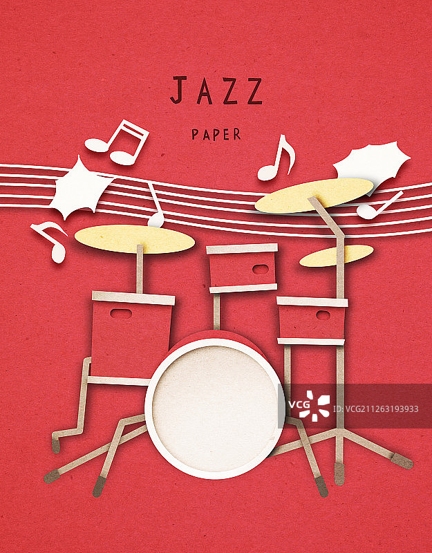 纸张纸艺音乐爵士乐乐器音符五线谱鼓图片素材