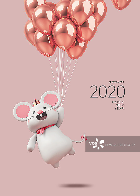 2020新年快乐鼠年卡通形象图片素材