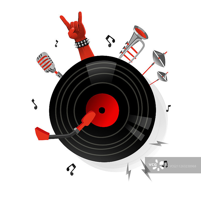 卡通音乐节唱片乐队活动矢量背景插画图片素材