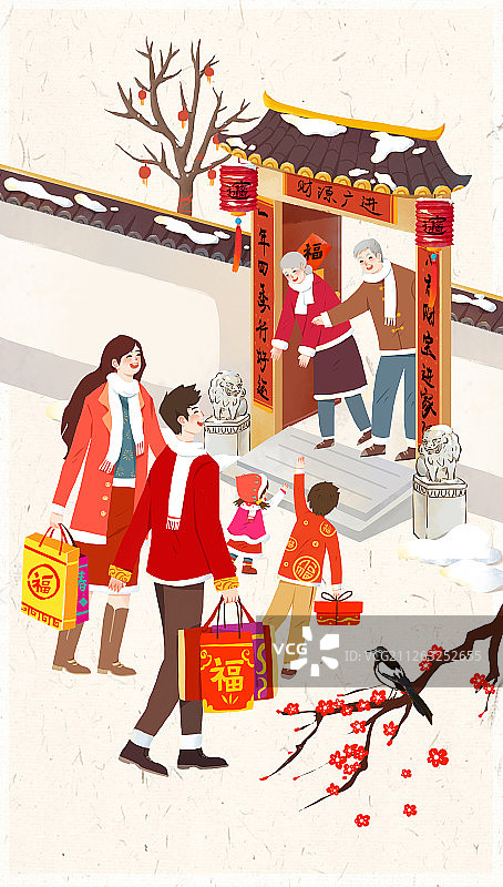 正月初二 回娘家 拜年图片素材
