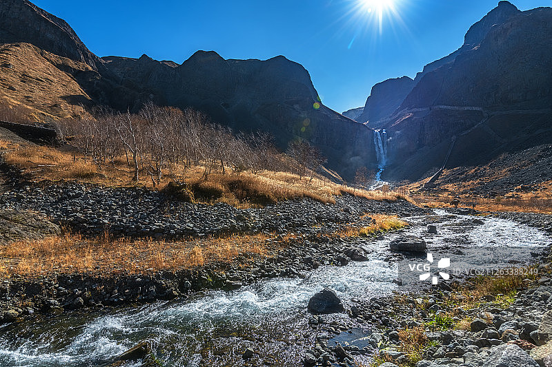长白山北坡风景天池瀑布景区风图片素材