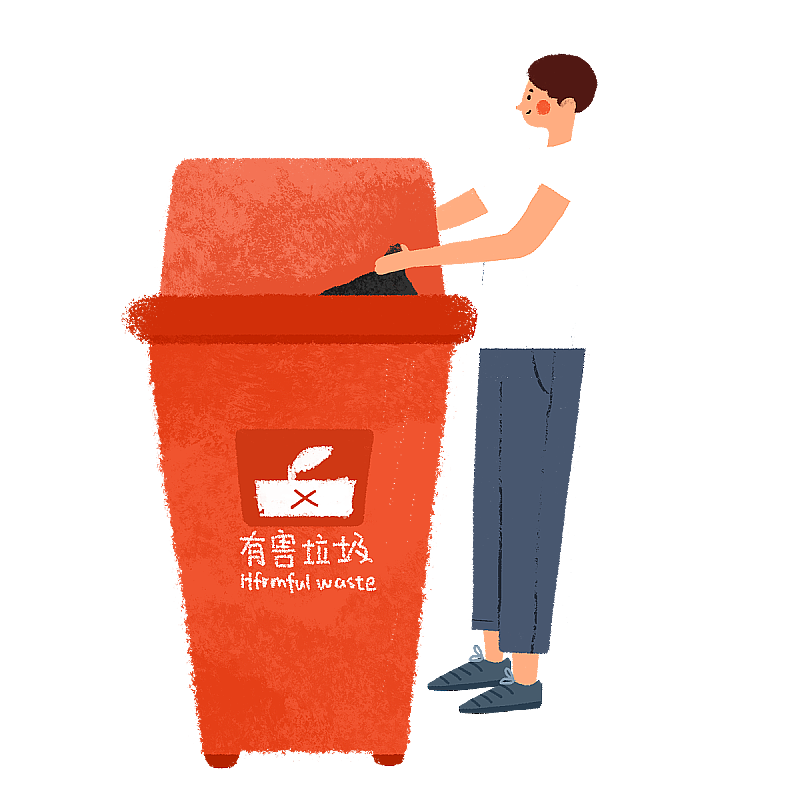 男孩垃圾分类图片素材