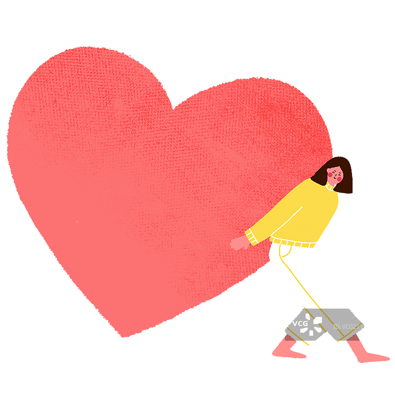 靠着爱心的女孩图片素材