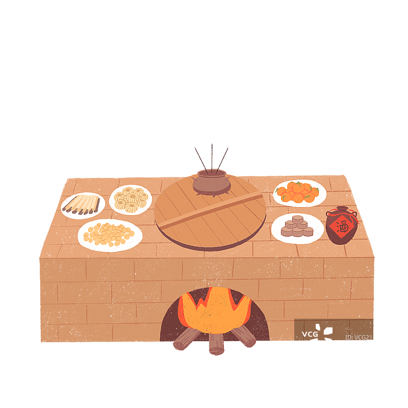 烧火的灶台图片素材