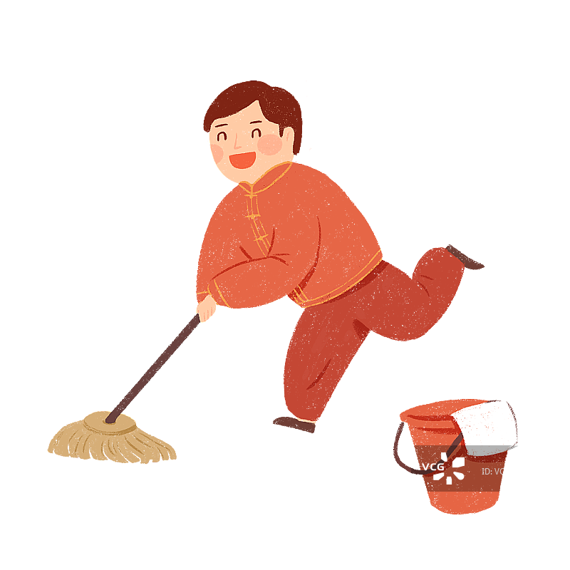 男孩开心拖地图片素材