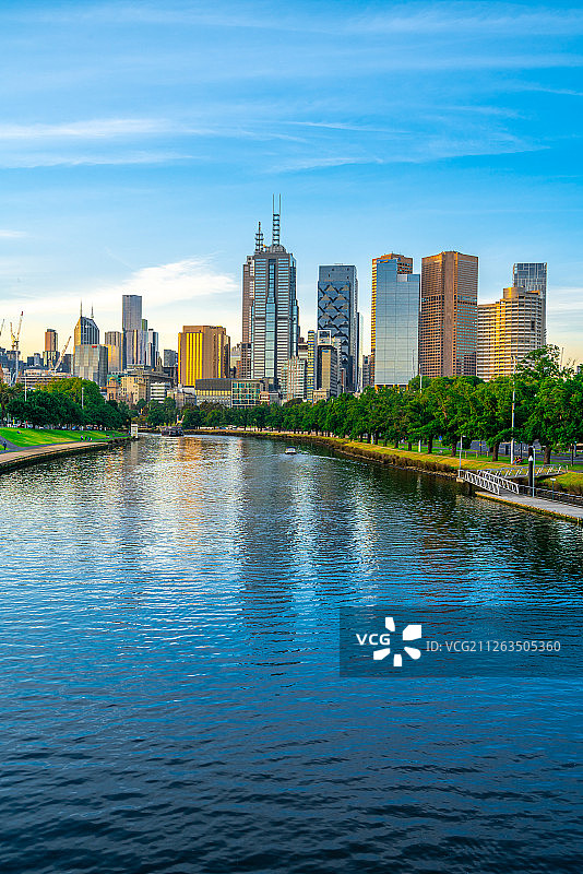 墨尔本城市天际线全景图片素材